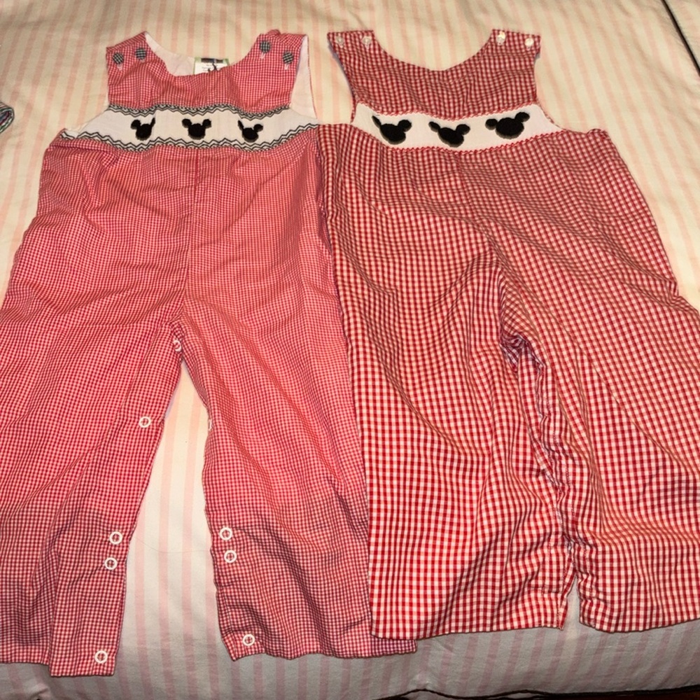 Lot of boys smocked Disney Mickey longalls